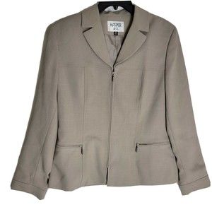 Kasper Womens Suit Jacket Blazer Beige Notched Lapel Pockets Long Sleeve 10 New